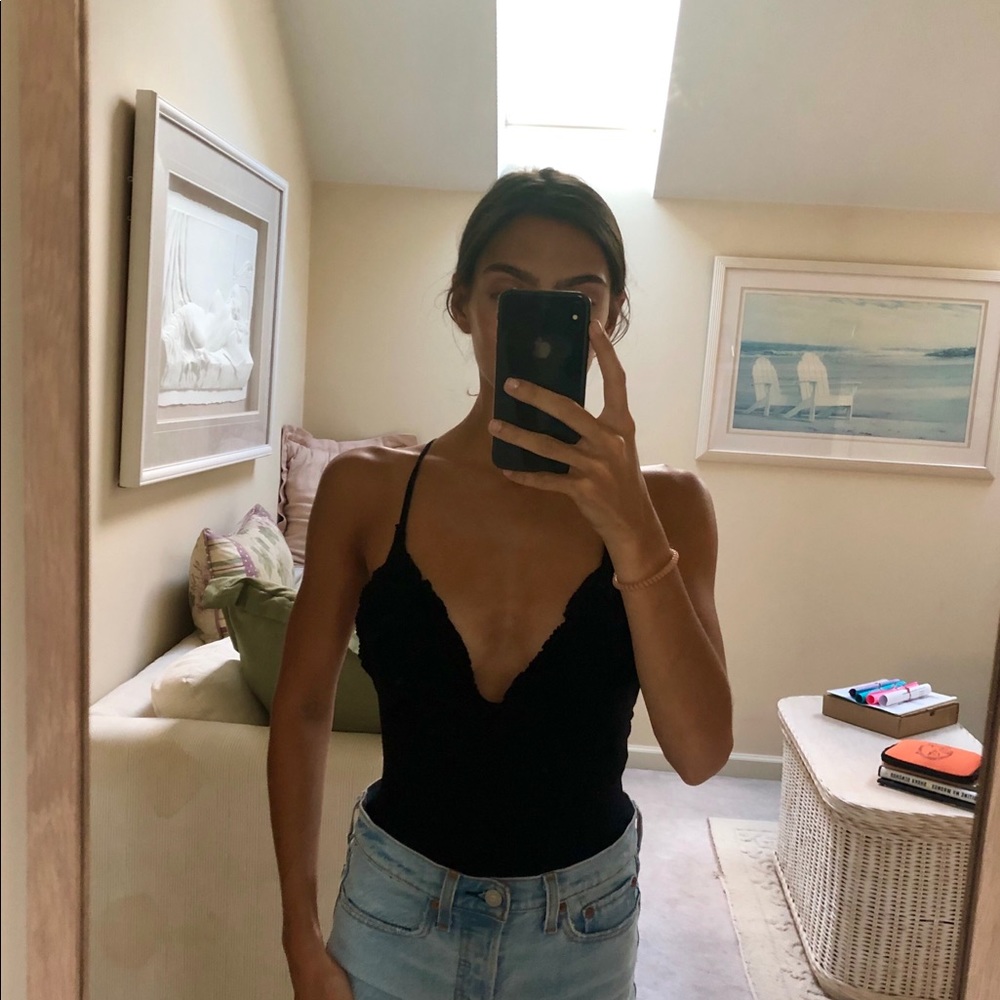 Black Ribbed Bodysuit